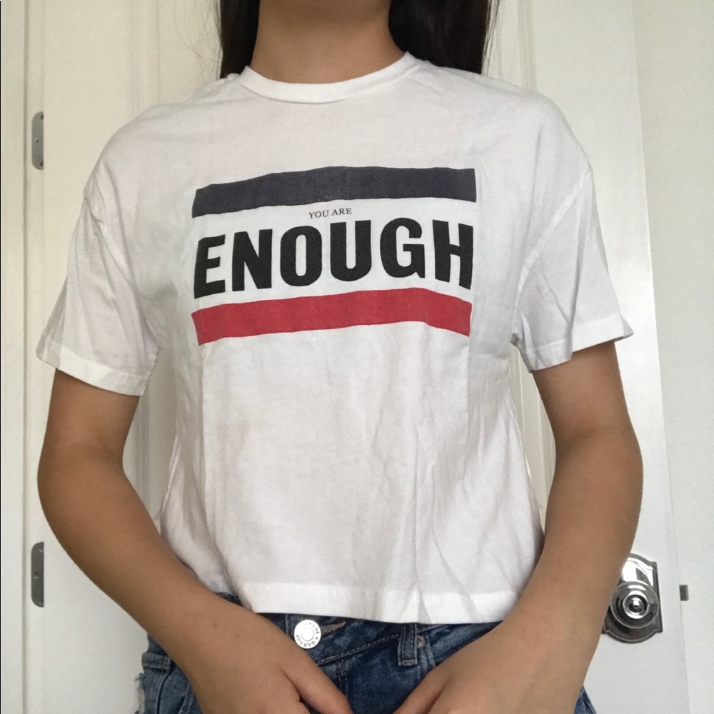 White Cropped tee with Slogan